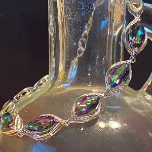 NWOT MULTICOLOR QUARTZ W TOPAZ STERLING BRACELET